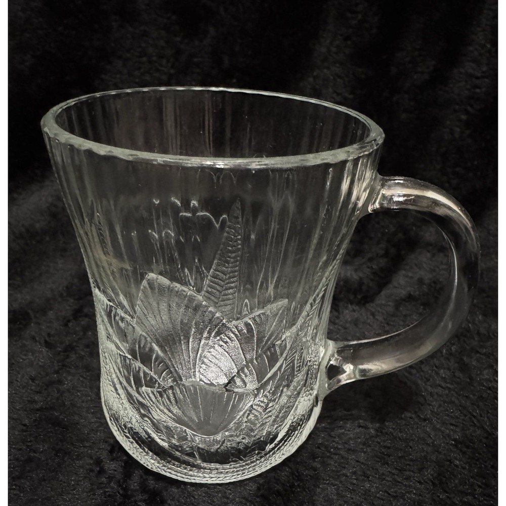 Arcoroc France Canterbury Crocus Mugs Glass Coffee Tea Cup 4" tall Tulip